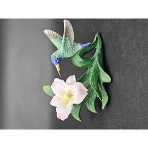 Vintage Avon Gift Collection Hummingbird & Pink Orchid Porcelain Figurine 5.5" W